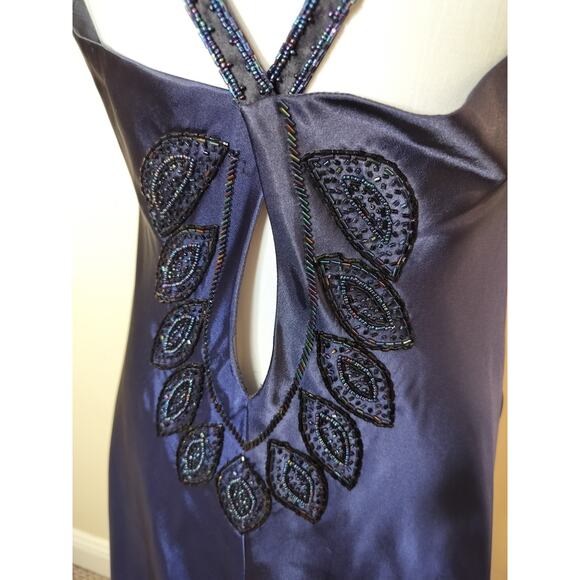 Vintage Chelsea Nights Beaded Maxi Dress Ombre Satin Prom Whimsy - Picture 10 of 15